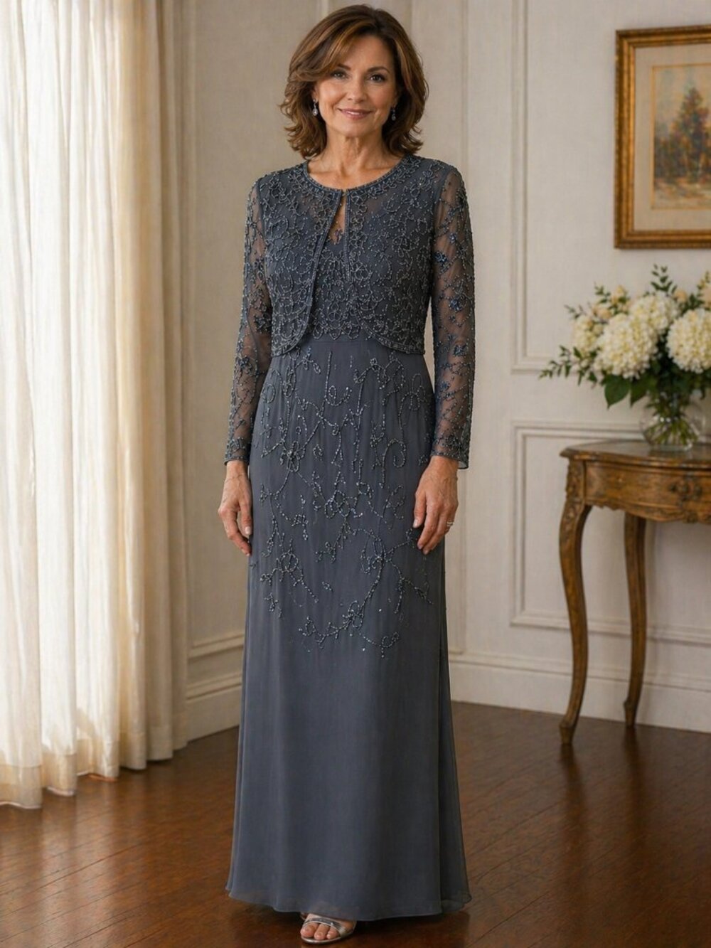 Pisarro Nights Charcoal Evening Gown